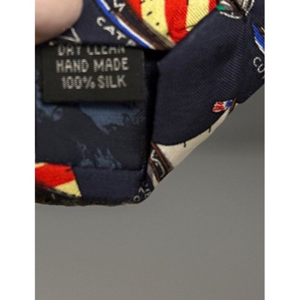 NWT Alynn Tie Silk Name That Boat Navy Nautical Sea Boat Designer  Summer Holch - Picture 9 of 12